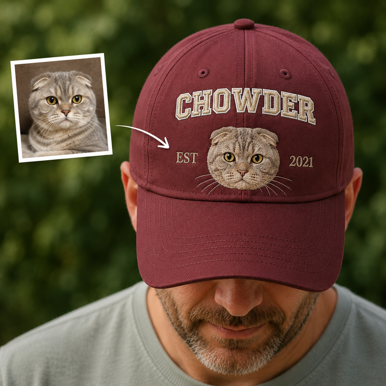 Custom Photo Cat Embroidered Hat | Gift For Cat Lovers Pa99