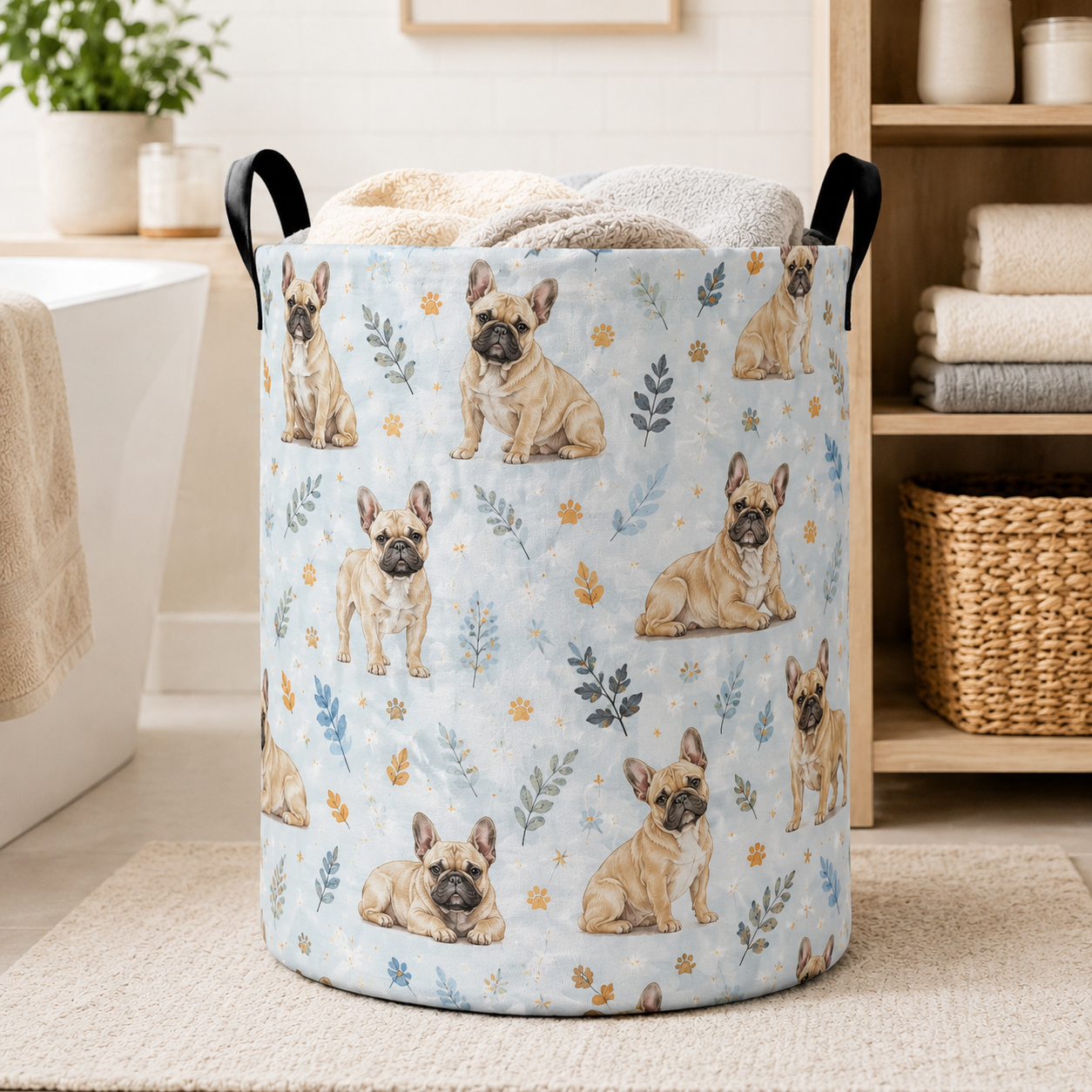 Custom Photo Dog Laundry Basket | Gift For Dog Lovers | Dog Bathroom Decor