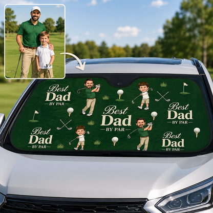 Personalized Dad Golf Car Windshield Sun Shade, Custom Car Sun Shade for Dad, Gift For Dad TOM99