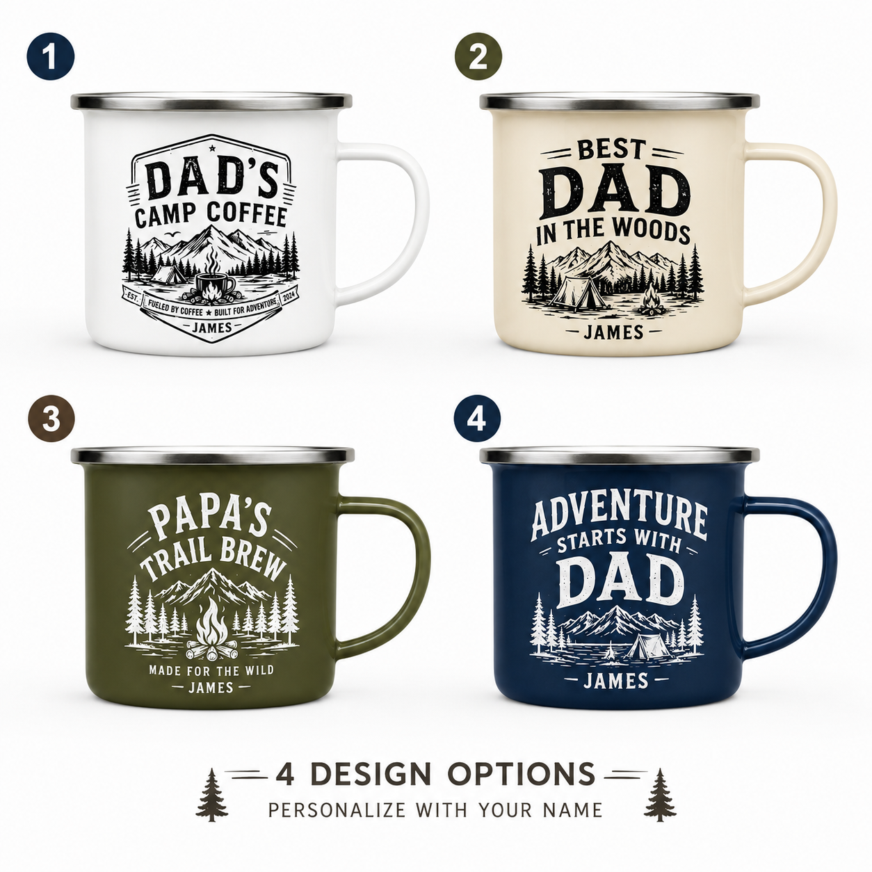 Personalized Dad Camp Mug 12oz, Custom Dad Enamel Cup, Gift For Dad TOM99