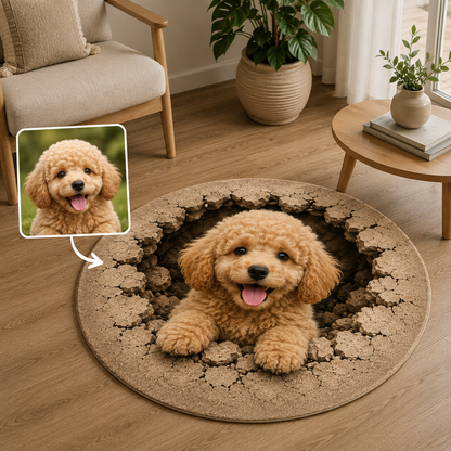 Custom Photo Dog Round Carpet | Photo Pet Round Rug | Gift For Dog Lovers