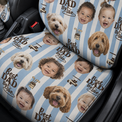Personalized Best Dog Dad Portrait Car Seat Cover, Custom Dad Seat Protector, Gift For Dad TOM99