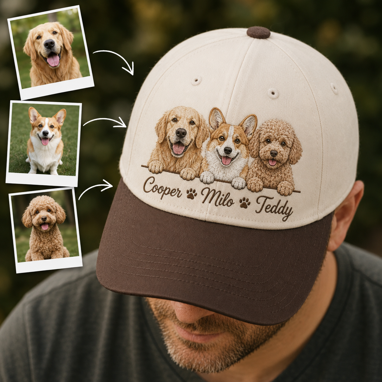 Custom Dog Face Embroidered Hat, Custom Embroidered Pet Portrait Hat | Gift For Dog Lover Pa99