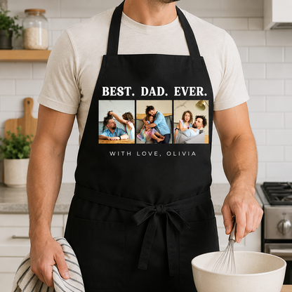 Custom Photo Best Dad Ever Apron, Personalized Apron For Dad, Gifts For Dad - TOM99