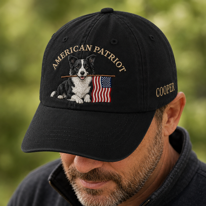 Custom Photo Pet America Embroidered Hat, Dog Face Trucker Otto Hat, Pet Owner Patriot Gift THUC99