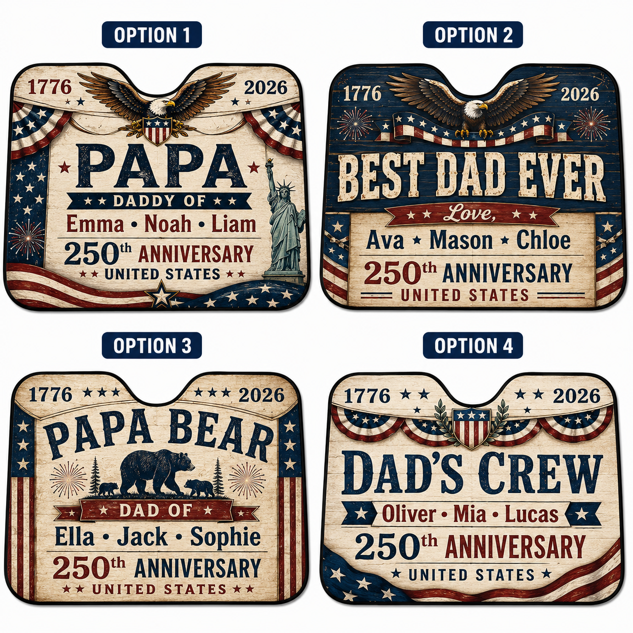 Personalized Dad's Crew Auto Car Sun Shade, Custom Car Sun Shade for Dad, Gift For Dad TOM99