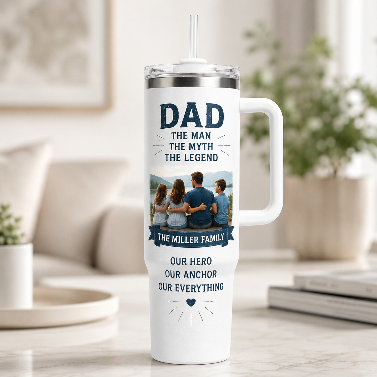 Custom Photo Dad Hero 40oz Tumbler, Personalized Dad Tumbler, Father’s Day Gift TOM99