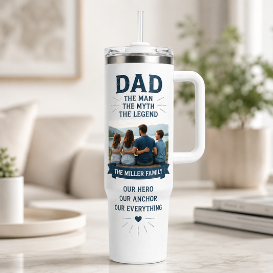 Custom Photo Dad Hero 40oz Tumbler, Personalized Dad Tumbler, Father’s Day Gift TOM99