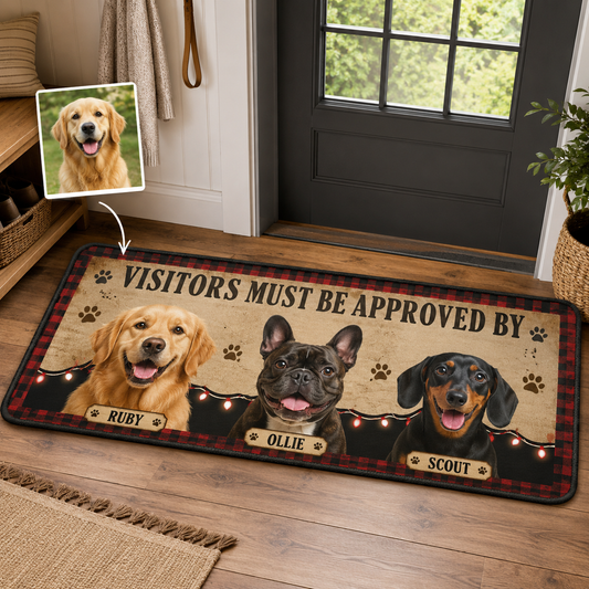 Custom Photo Visitors Must Be Approved By Dogs Runner Rug | Pet Hallway Runner Carpet | Gift For Dog Lovers