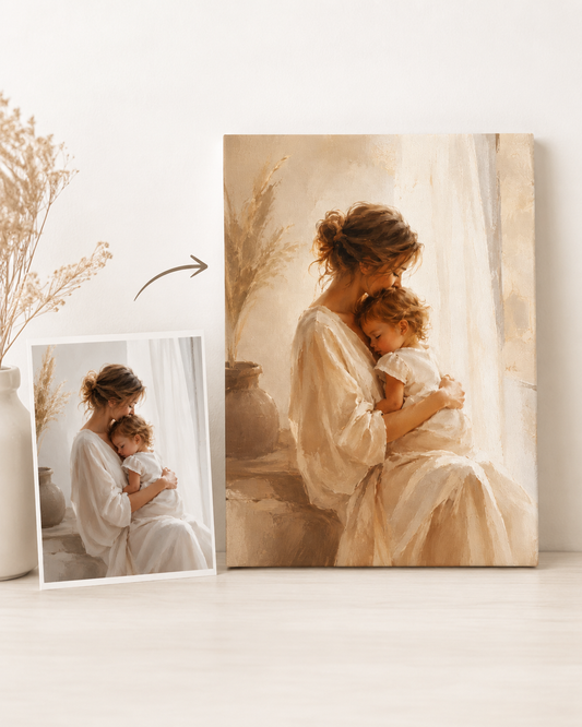 Custom Photo Mom Hug Baby Canvas Wall Art - Custom Gift For Mom TOM99
