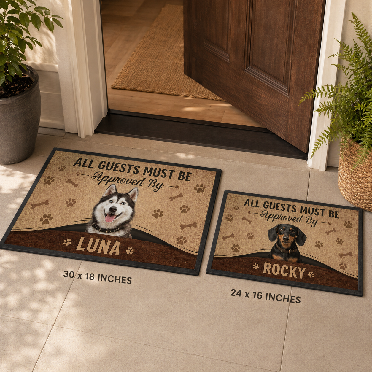 Custom Photo All Guests Must Be Approved By Dog Doormat | Photo Pet Doormat | Gift For Dog Lovers