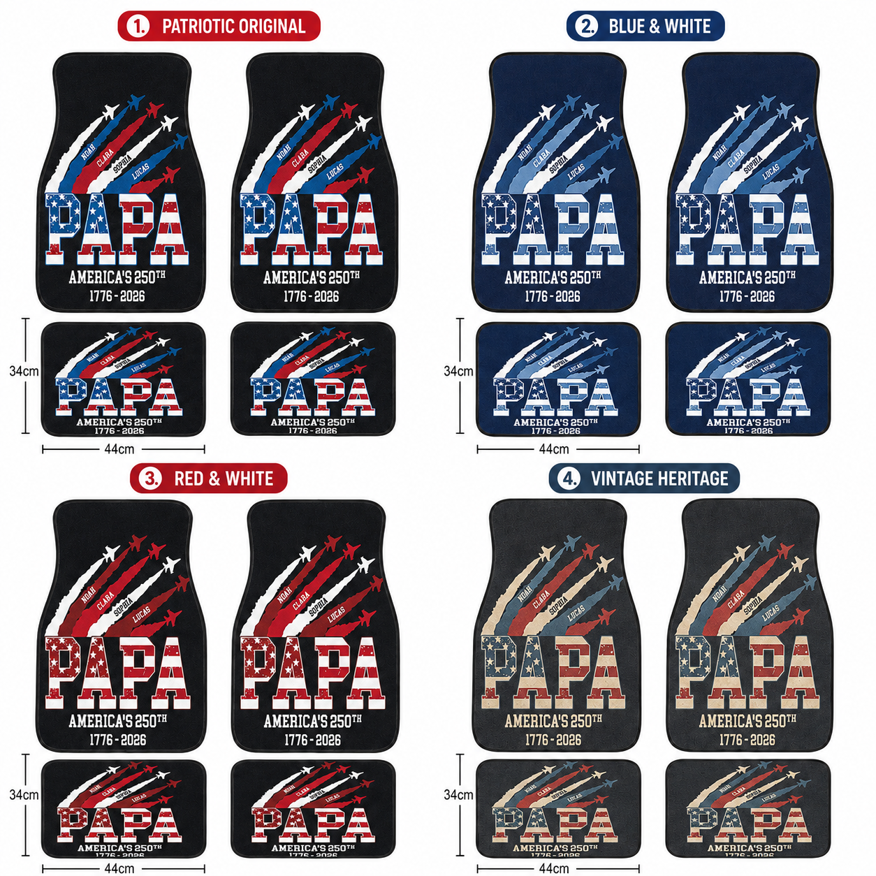 Personalized Dad Flannel Car Floor Mats, Custom Dad Floor Mats, Gift For Dad TOM99