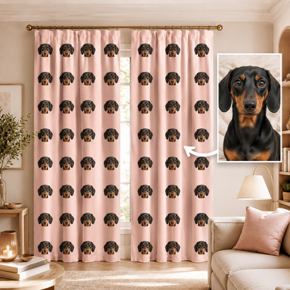 Custom Photo Dog Face Window Curtain | Gift For Dog Lovers