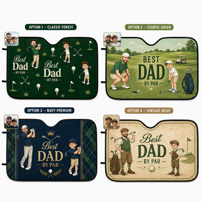 Personalized Dad Golf Car Windshield Sun Shade, Custom Car Sun Shade for Dad, Gift For Dad TOM99