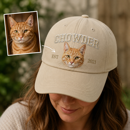 Custom Photo Cat Embroidered Hat | Gift For Cat Lovers Pa99