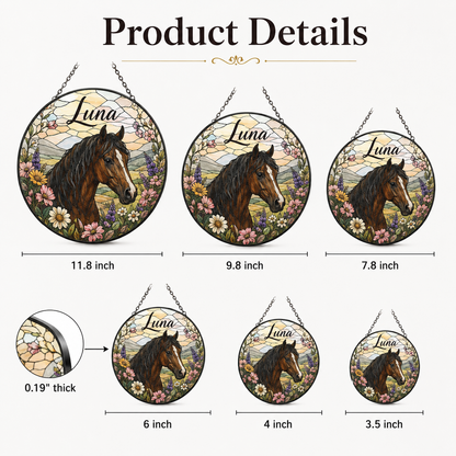 Custom Photo Horse Stained Glass Suncatcher – Personalized Horse Lover Gifts | Gift For Horse Lover TOM99