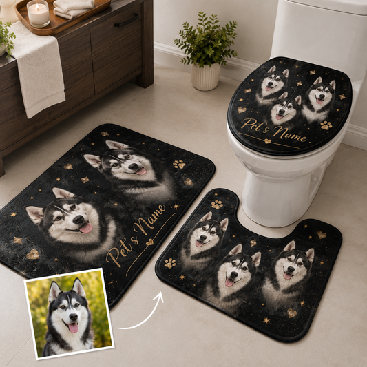 Custom Photo Dog 3pcs Bathroom Rug Set | Gift For Dog Lovers