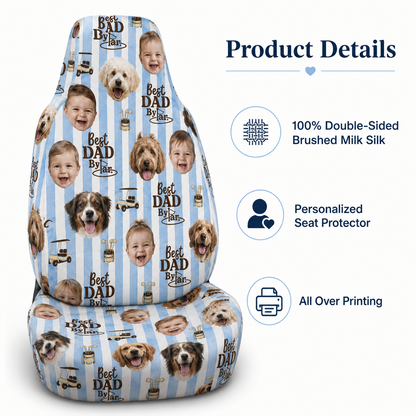 Personalized Dog Dad Portrait Car Seat Cover, Custom Dad Seat Protector, Gift For Dad TOM99