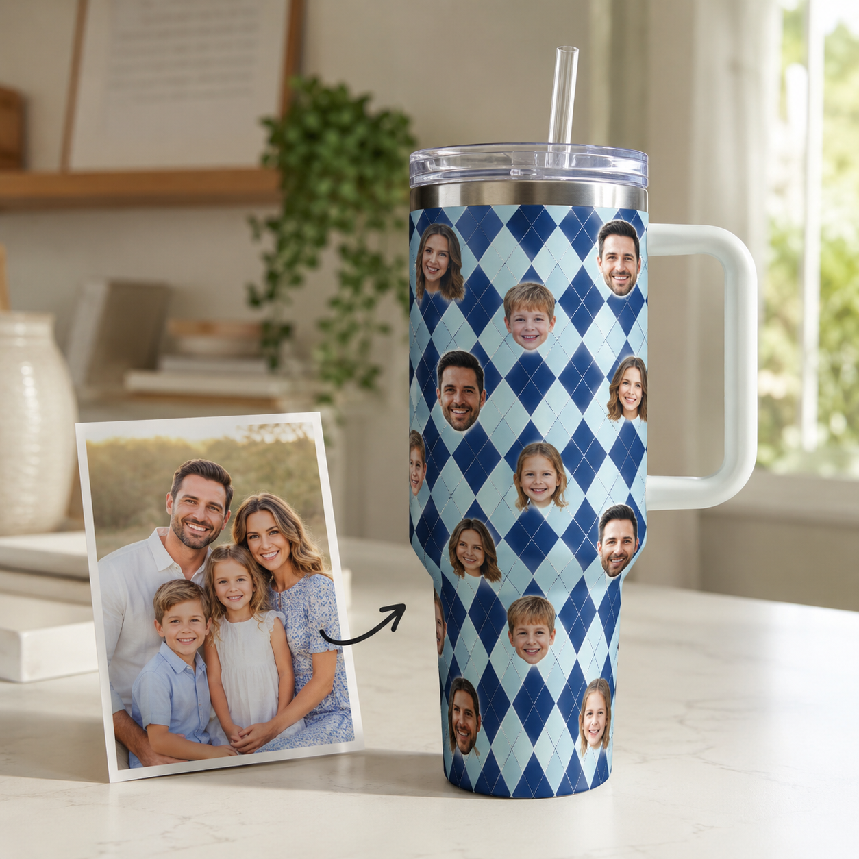 Custom Photo Dad 40oz Tumbler, Personalized Dad Tumbler, Father’s Day Gift TOM99