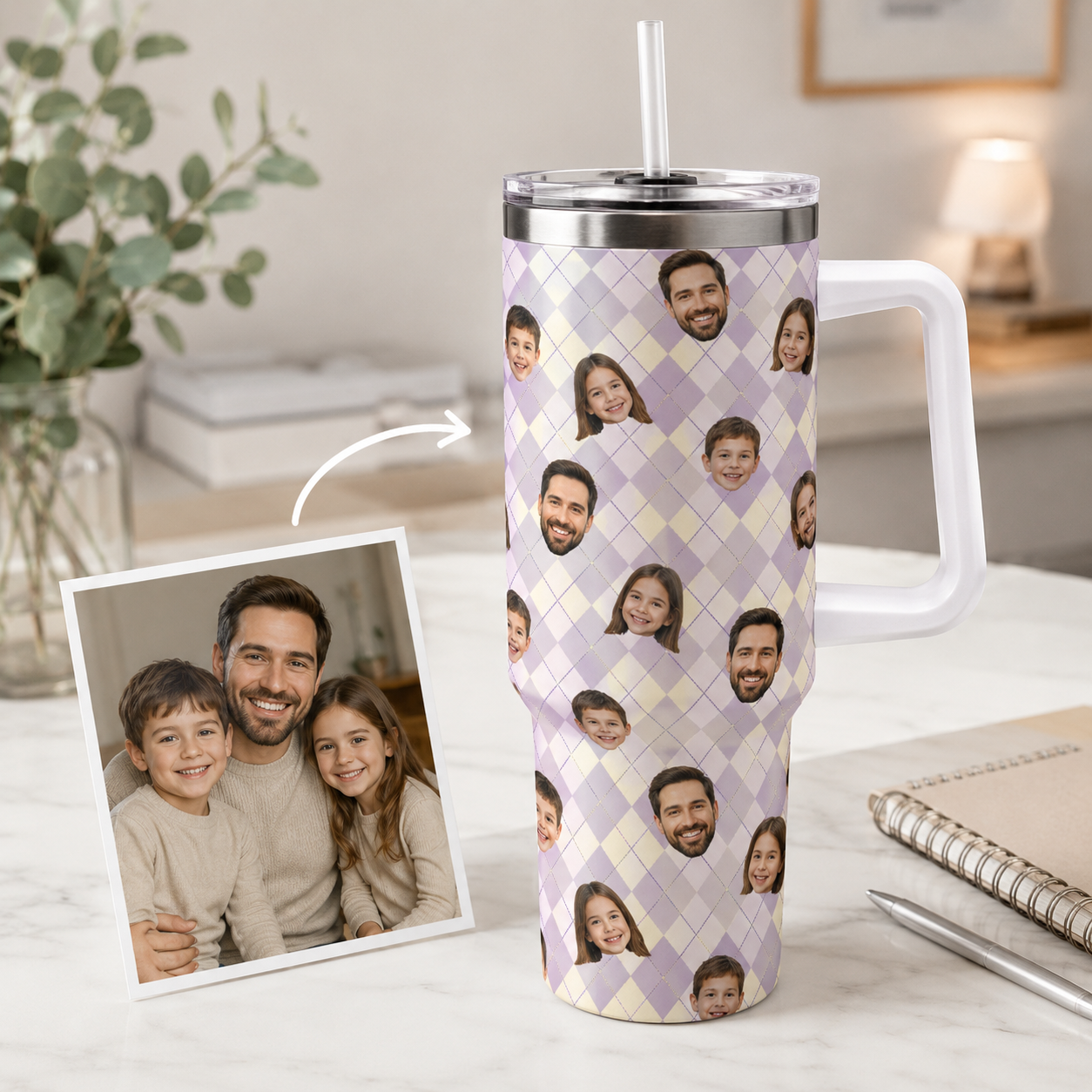 Custom Photo Dad 40oz Tumbler, Personalized Dad Tumbler, Father’s Day Gift TOM99