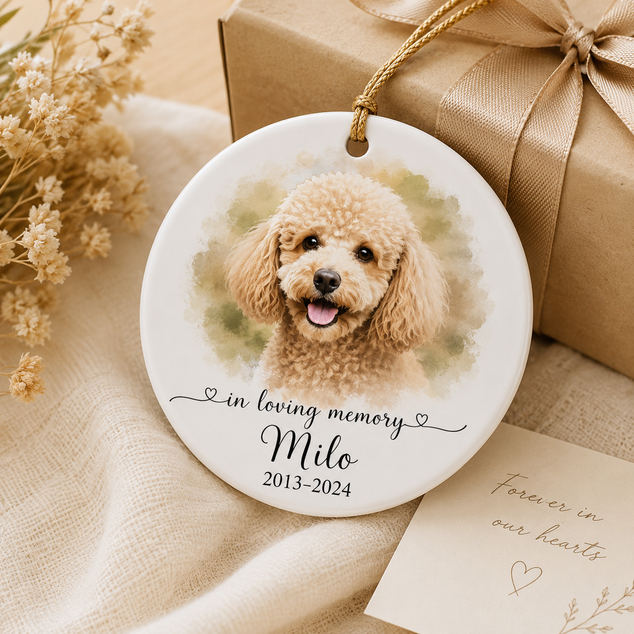 Custom Photo Dog Memorial Ceramic Ornament | Personalized Dog Lovers Gifts | Gift For Dog Lovers TOM99