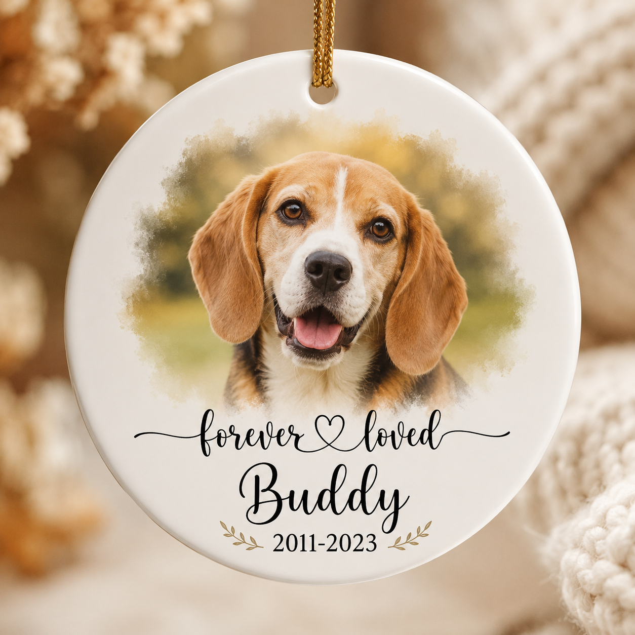 Custom Photo Dog Memorial Ceramic Ornament | Personalized Dog Lovers Gifts | Gift For Dog Lovers TOM99