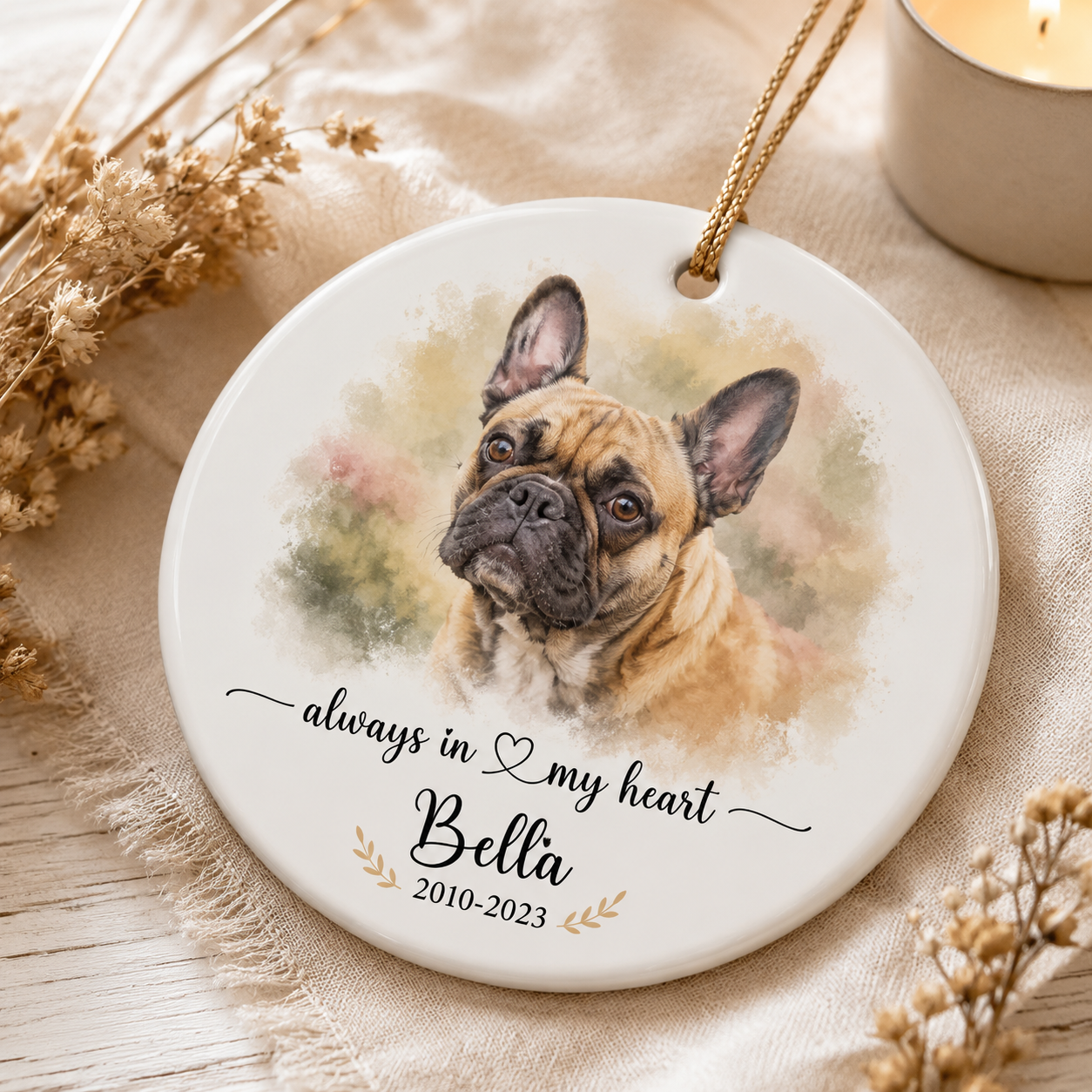 Custom Photo Dog Memorial Ceramic Ornament | Personalized Dog Lovers Gifts | Gift For Dog Lovers TOM99