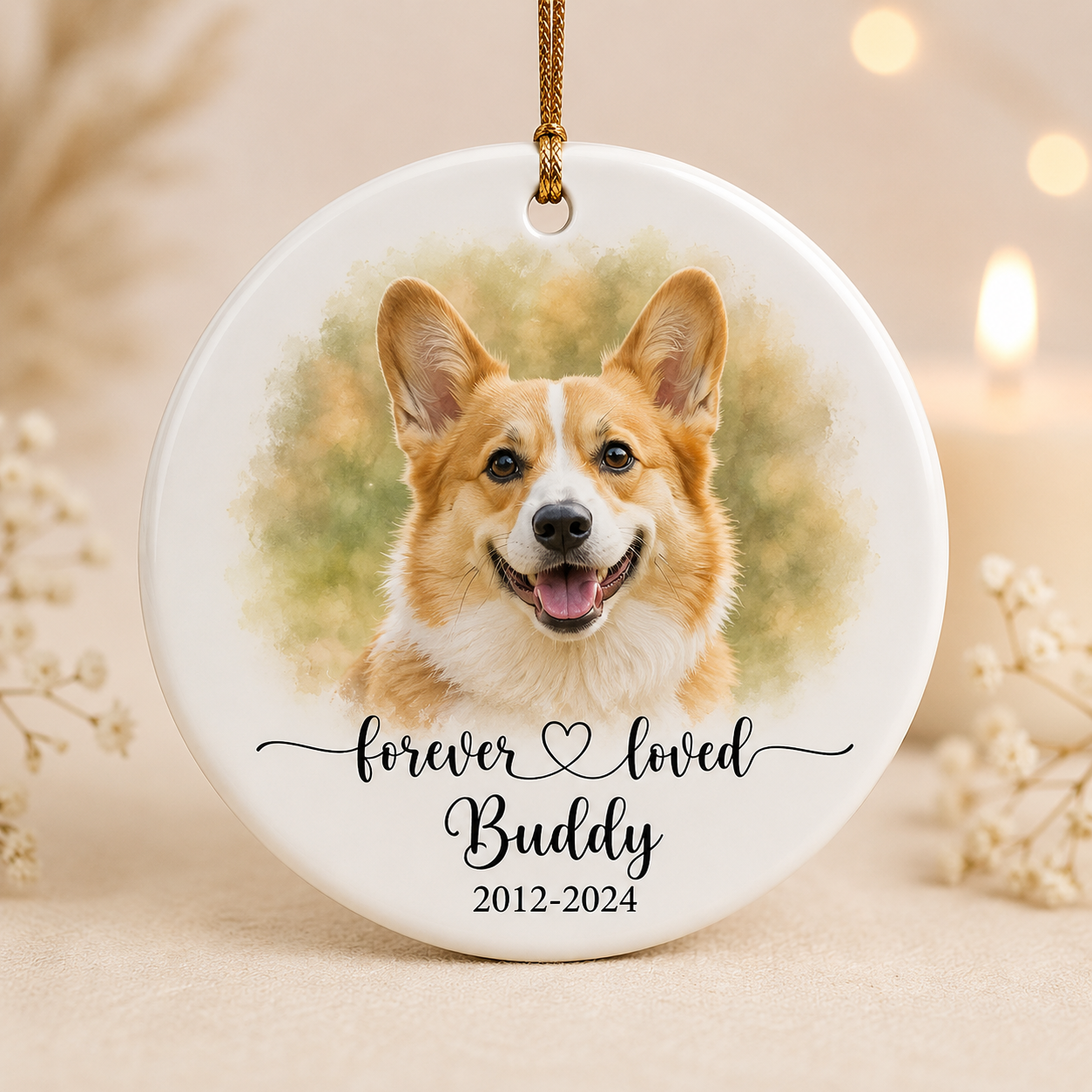 Custom Photo Dog Memorial Ceramic Ornament | Personalized Dog Lovers Gifts | Gift For Dog Lovers TOM99
