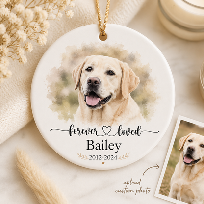 Custom Photo Dog Memorial Ceramic Ornament | Personalized Dog Lovers Gifts | Gift For Dog Lovers TOM99