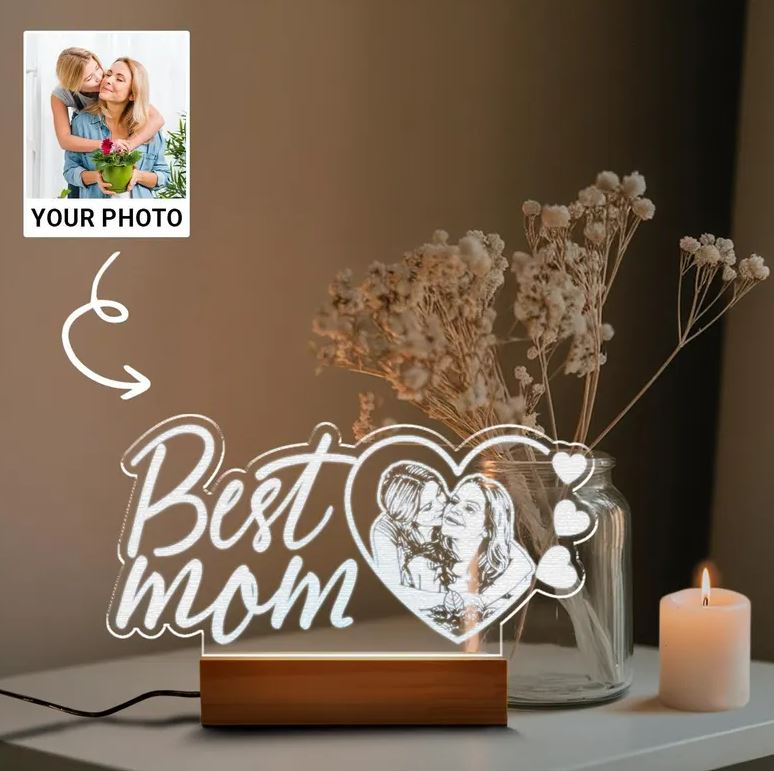 Custom Best Mom Led Light | Personalized Mom And Daughter Photo Night Light | Mother's Day Gift
