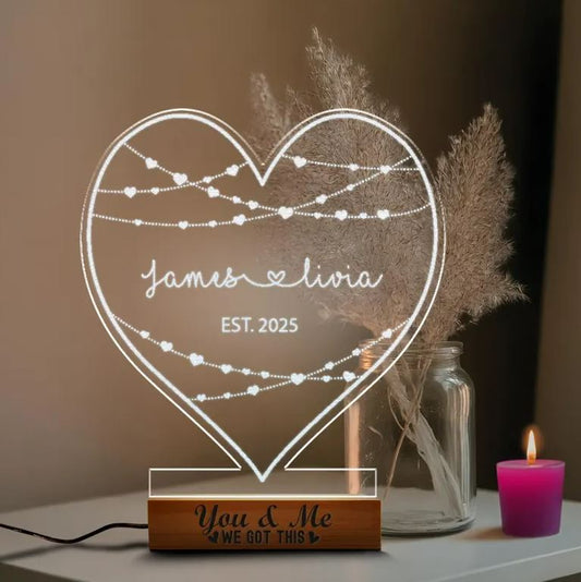 Custom Name And Date Anniversary Led Light | Custom Night Light Decoration | Gift For Couples