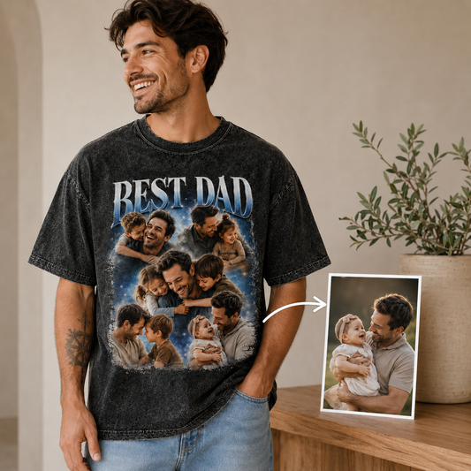 Custom Photo Best Dad Wash T-Shirt, Personalized Dad Gifts | Gift For Dad TOM99