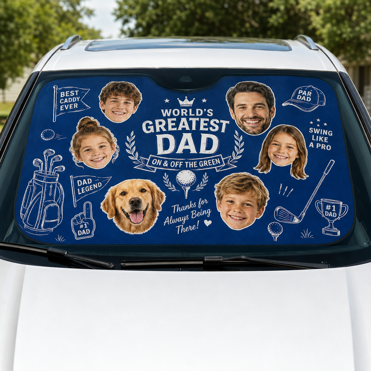 Personalized Great Dad Car Windshield Sun Shade, Custom Car Sun Shade for Dad, Gift For Dad TOM99