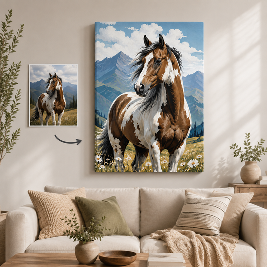 Custom Photo Horse Wall Art Canvas | Personalized Horse Photo Canvas | Gift For Horse Lovers