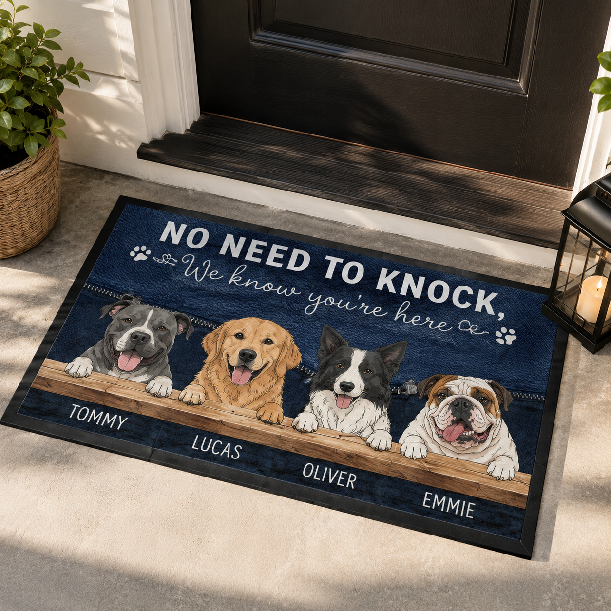 Custom Photo No Need To Knock Dog Doormat | Photo Pet Doormat | Gift For Dog Lovers