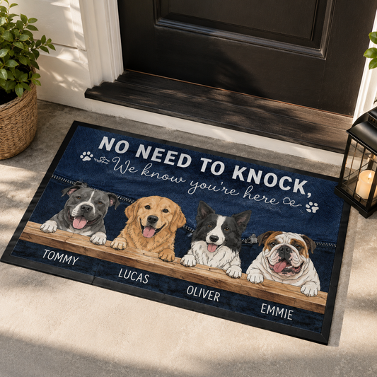 Custom Photo No Need To Knock Dog Doormat | Photo Pet Doormat | Gift For Dog Lovers