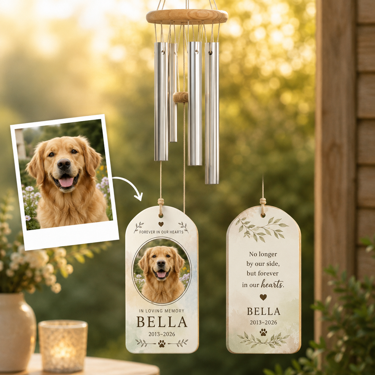 Custom Photo Dog In Our Memories Wind Chime | Personalized Dog Lovers Gifts | Gift For Dog Lovers TOM99