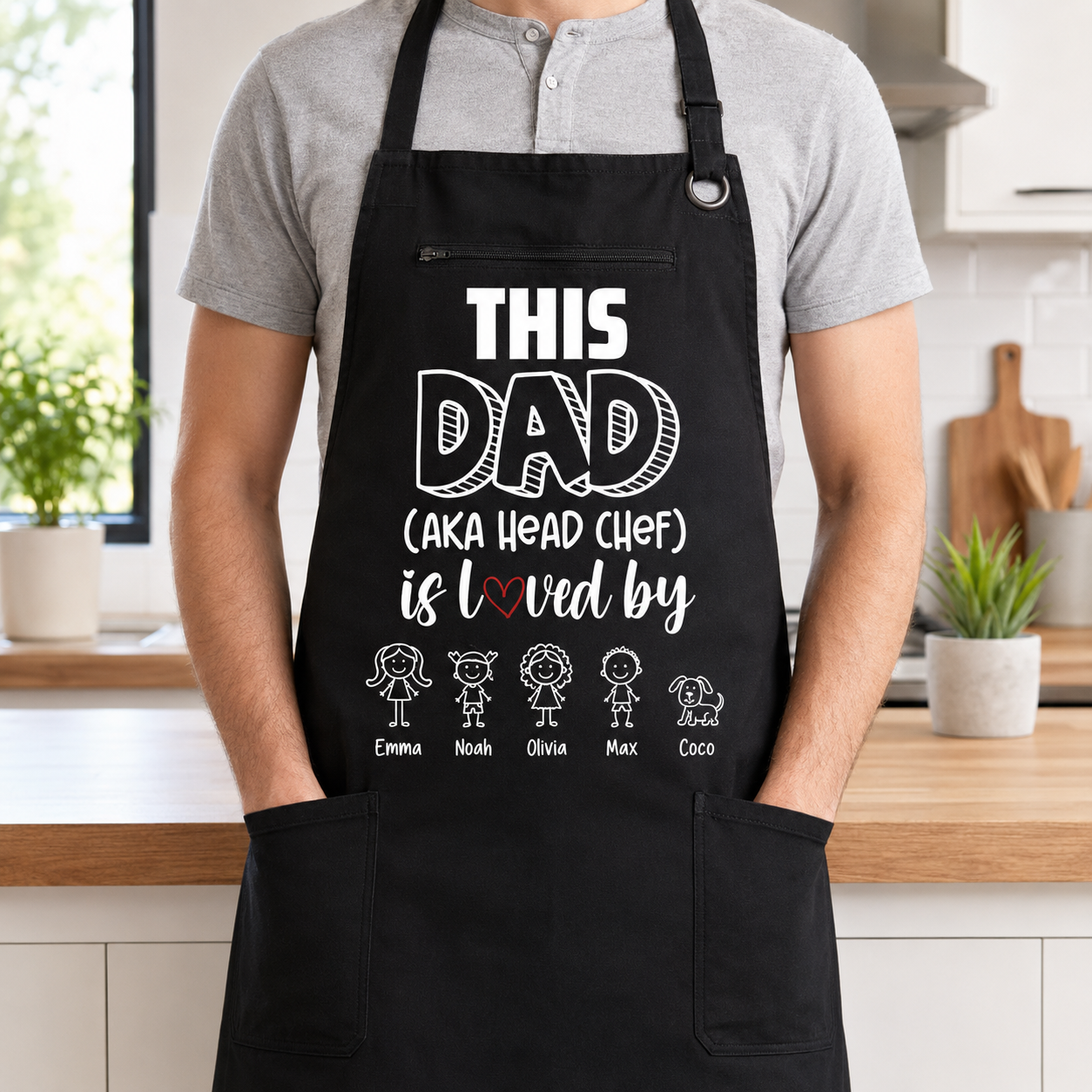 Personalized Dad Chef Apron, Custom Apron For Dad, Gifts For Dad - TOM99