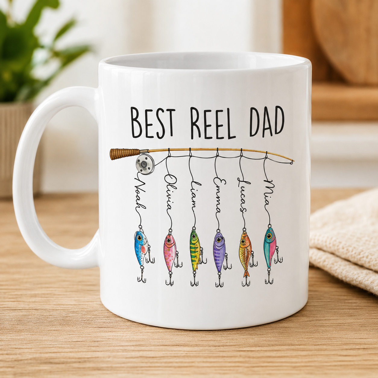 Custom Best Reel Dad Mug, Personalized Mug Mug For Husband Dad Grandfather TOM99