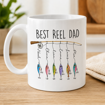 Custom Best Reel Dad Mug, Personalized Mug Mug For Husband Dad Grandfather TOM99