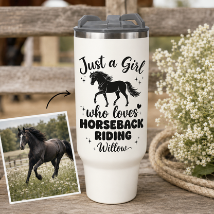 Custom Photo Girl Horse 30oz Tumbler | Gift For Horse Lovers | Pet Lover Gifts
