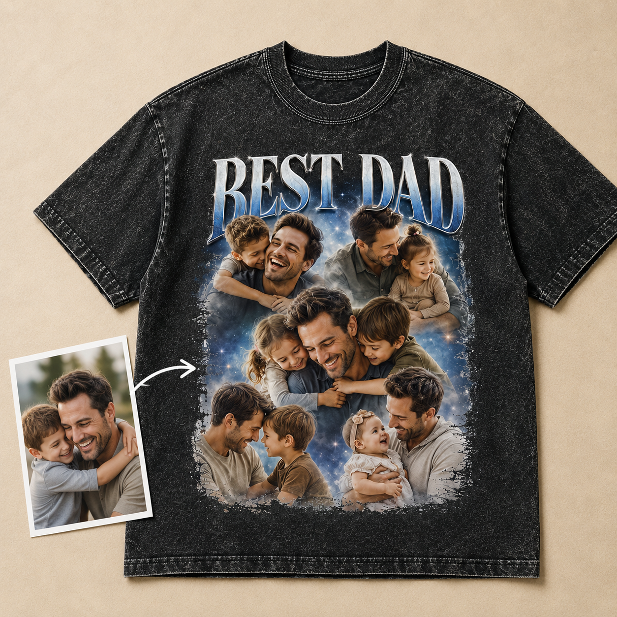 Custom Photo Best Dad Wash T-Shirt, Personalized Dad Gifts | Gift For Dad TOM99