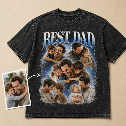 Custom Photo Best Dad Wash T-Shirt, Personalized Dad Gifts | Gift For Dad TOM99