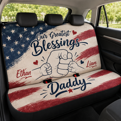 Personalized Blessings Daddy Car Rear Seat Cover, Custom Back Seat Protector For Dad, Gift For Dad TOM99