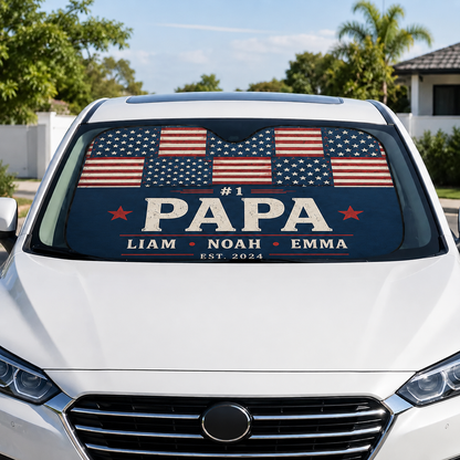 Personalized Dad US Auto Car Sun Shade, Custom Car Sun Shade for Dad, Gift For Dad TOM99