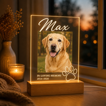 Custom Photo Dog In Loving Memorial Wooden LED Light | Personalized Dog Photo LED Night Light | Pet Loss Sympathy Gift TOM99