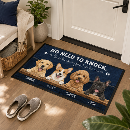 Custom Photo No Need To Knock Dog Doormat | Photo Pet Doormat | Gift For Dog Lovers