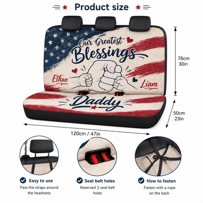Personalized Blessings Daddy Car Rear Seat Cover, Custom Back Seat Protector For Dad, Gift For Dad TOM99