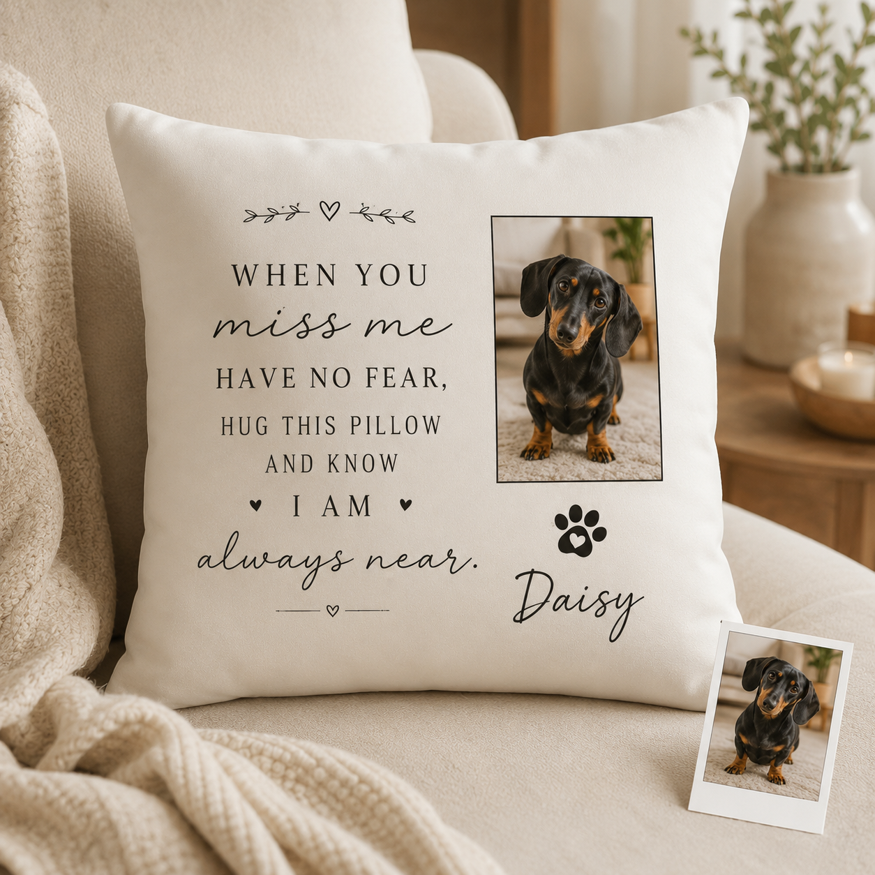 Custom Photo Dog Memories Pillow | Gift For Dog Lovers | Personalized Dog Decor TOM99