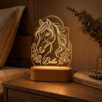 Custom Photo Horse Wooden Led Light | Personalized Horse Photo Wooden Led Light | Gift For Horse Lovers TOM99
